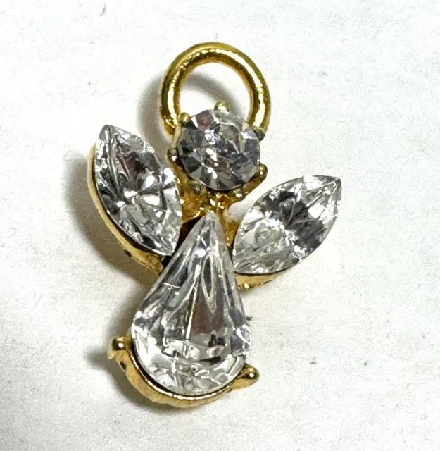 Guardian Angel Austrian Crystal Tie Tac Lapel Pin Gold Tone