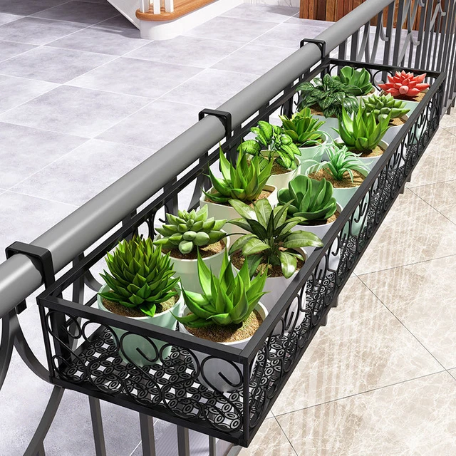 BALCONY FLOWER RACK Planter Fence Pot Garden Window Hanging Baskets ...