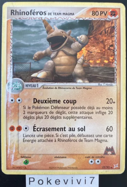 Carte Pokemon RHINOFEROS 22/95 Rare Bloc EX Team Aqua VS Team Magma FR OCCASION