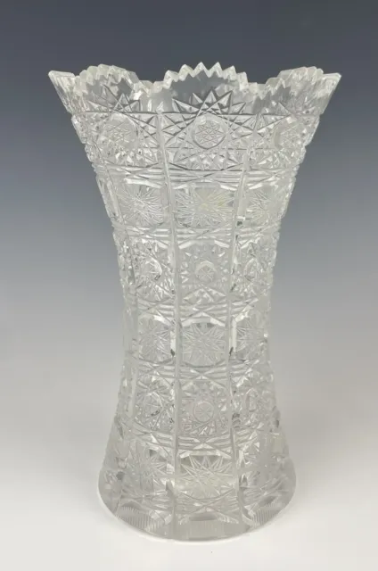 Bohemian Czech Crystal 7” Tall Vase Hand Cut Queen Lace 24% Lead Glass