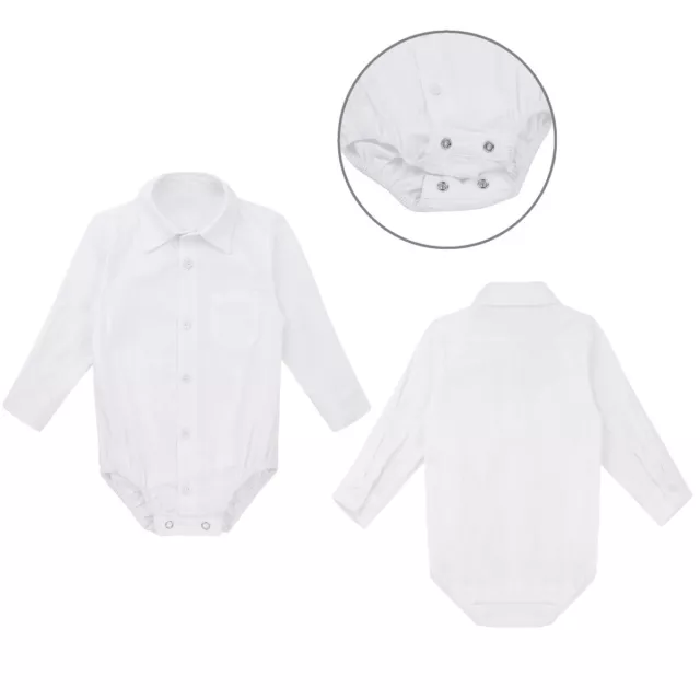 Body camicia neonato ragazzi body con colletto maniche lunghe reggiseno bianco camicia per bambini piccoli