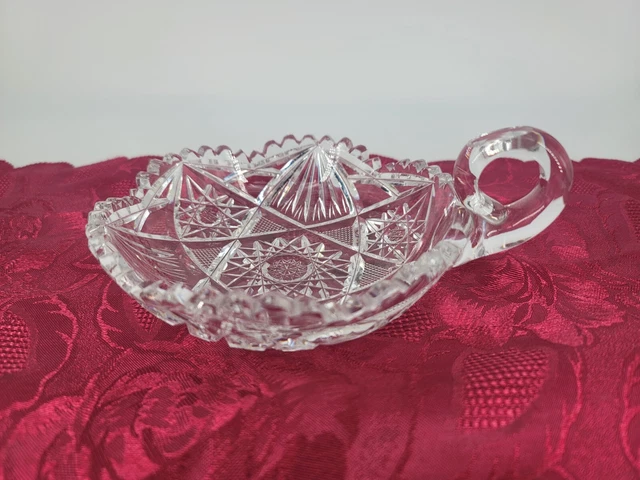American Brilliant Period ABP Cut Glass Nappy, Bon Bon, Candy Dish with Handle