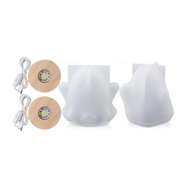 Stampi lampada in silicone per resina, confezione da 2 stampi lampada notturna a forma di fantasma stampi in resina wU3