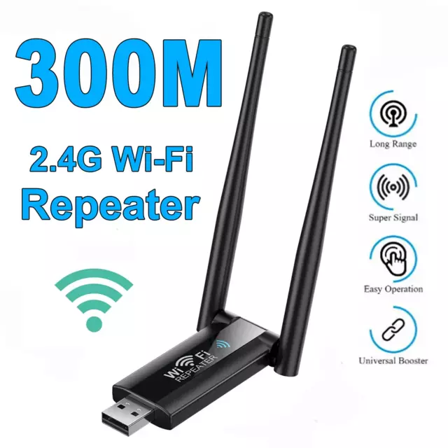 WiFi Range Extender Repeater Wireless Amplifier Router Signal Booster 300Mbps