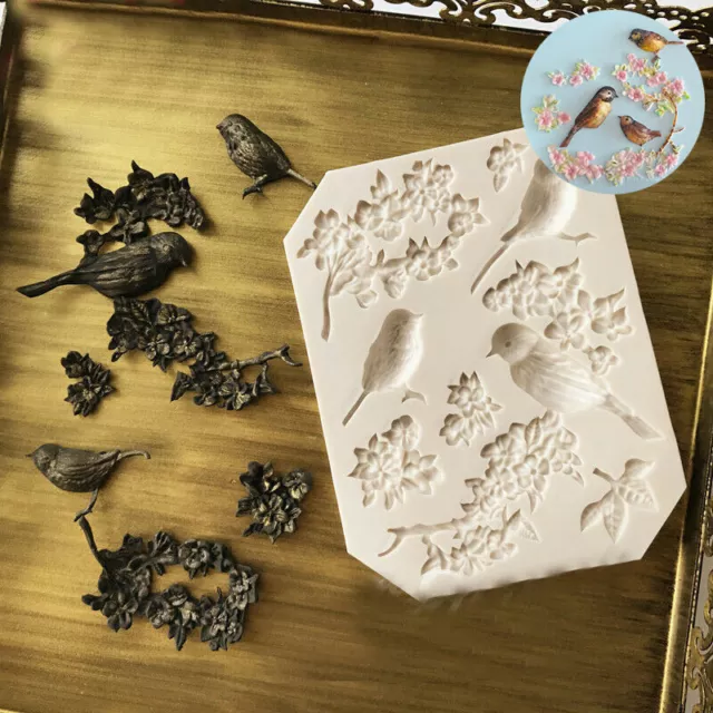 Mould Bird Silicone Fondant Cake Animal Tree Flowers Chocolate Baking Icing Mold