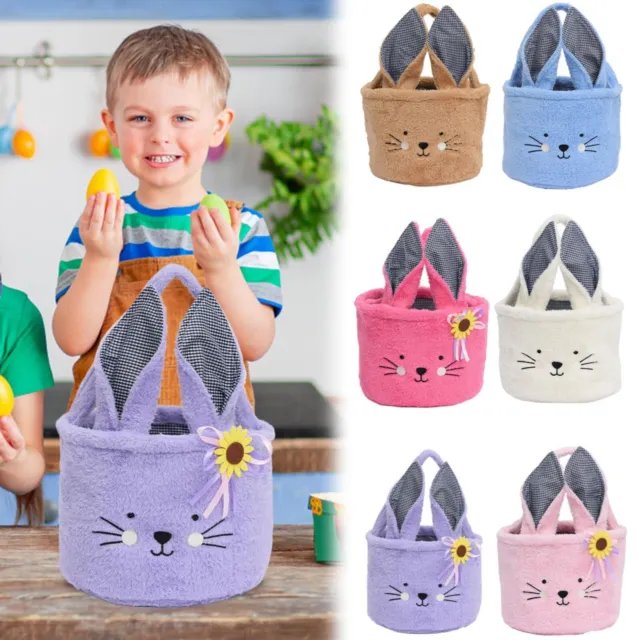 Easter Egg Hunt Bunny Baskets for Kids boy girls with Cute Rabbit Ears Plush Bag