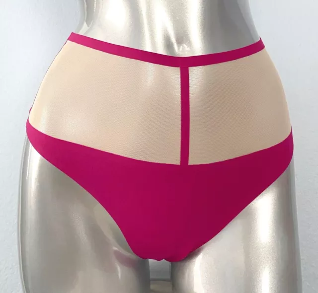 Victorias Secret V Cut THONG Brazilian SHINE Dot Panty SEXY Sheer NWT Mesh  PINK