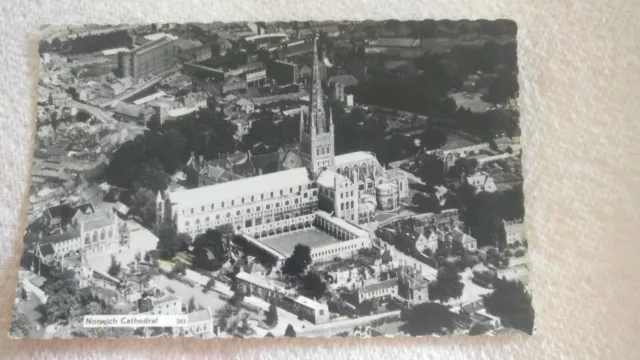 Ariel Postcard of Norwich Cathedral. Norfolk.