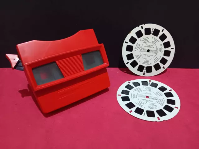 Visualizzatore 3D Old View Master Gaf in rosso con due film Disney Cenerentola