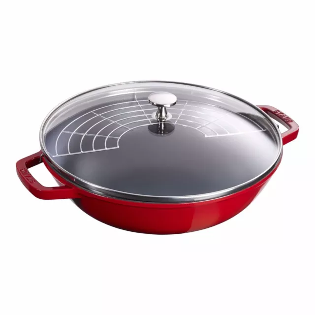 Staub - Wok con Coperchio 30cm Staub - Wok Ghisa 30cm Ciliegia Staub - Tegame