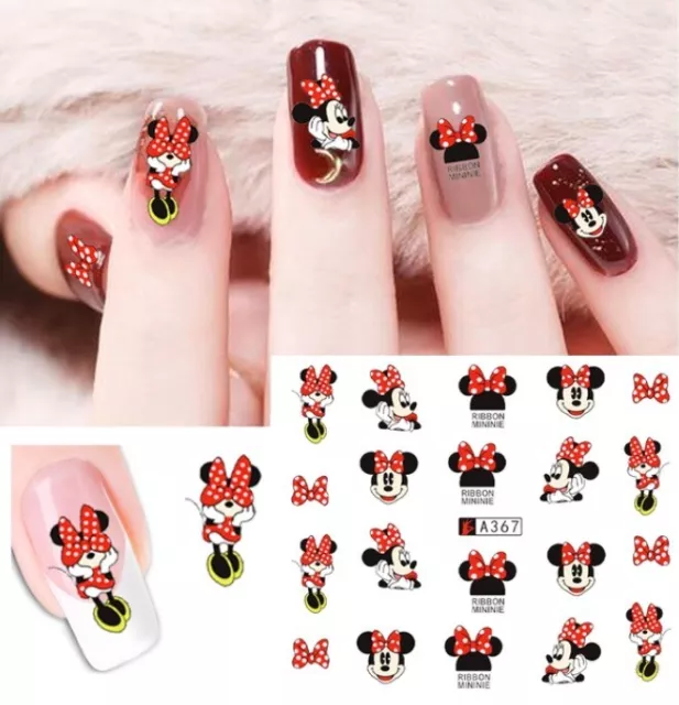 Minnie Mouse Red Bow Nail Art Sticker Decal Decoration Manicure Water Transfer