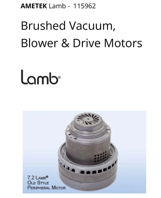 Ametek Lamb Brushed Vacuum Motor Model 115962