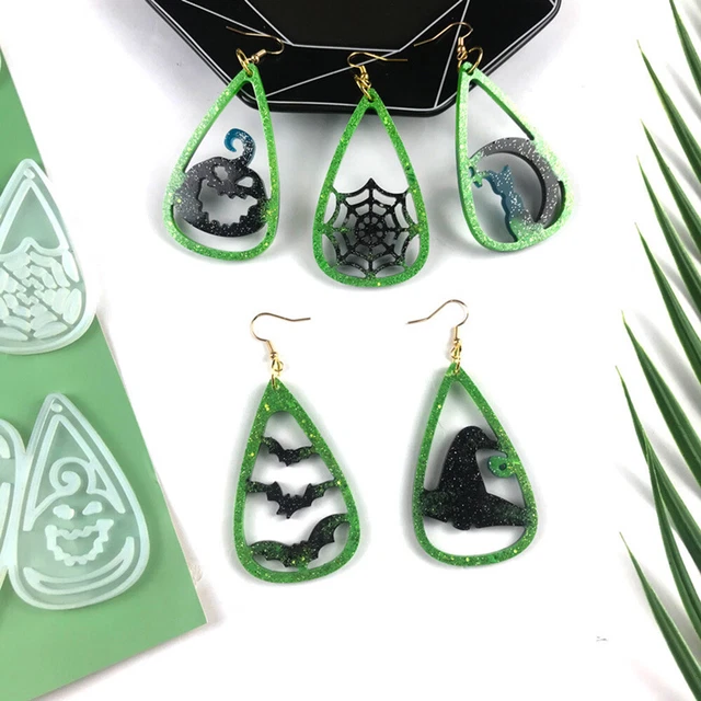 Halloween Ohrringe Silikon Schimmel Bat Kürbis Anhänger Schmuck Epoxy Harz DIY