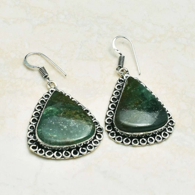 Green Aventurine Handmade Drop Dangle Earrings Jewelry Unique 1.76" AE 39319
