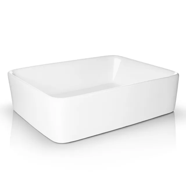 Modern Ceramic Vessel Sink - Bathroom Vanity Bowl - Rectangular White