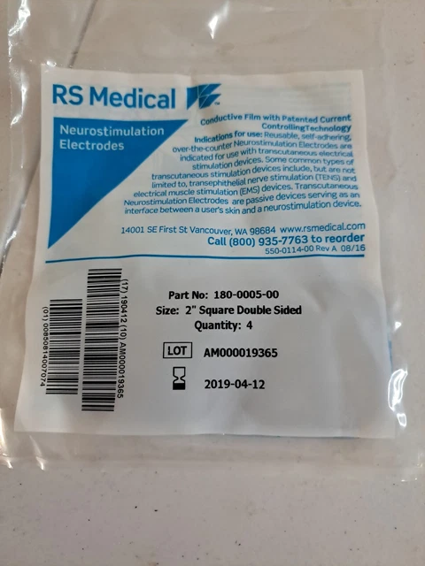 R S Medical Neurostimulation Electrodes 4 Double Sided Pads 2019-04-12