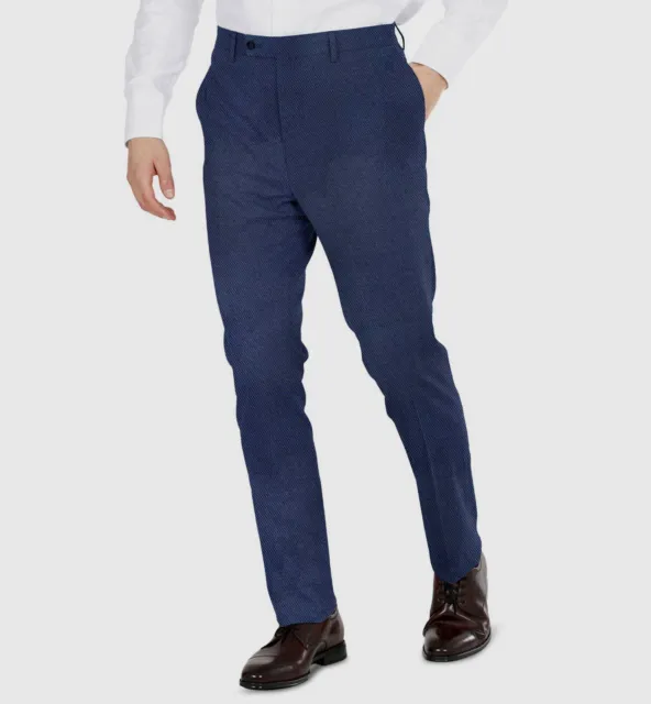 $135 DKNY Men's Blue Tic Modern-Fit Stretch Dress Pants Size 34W 29L
