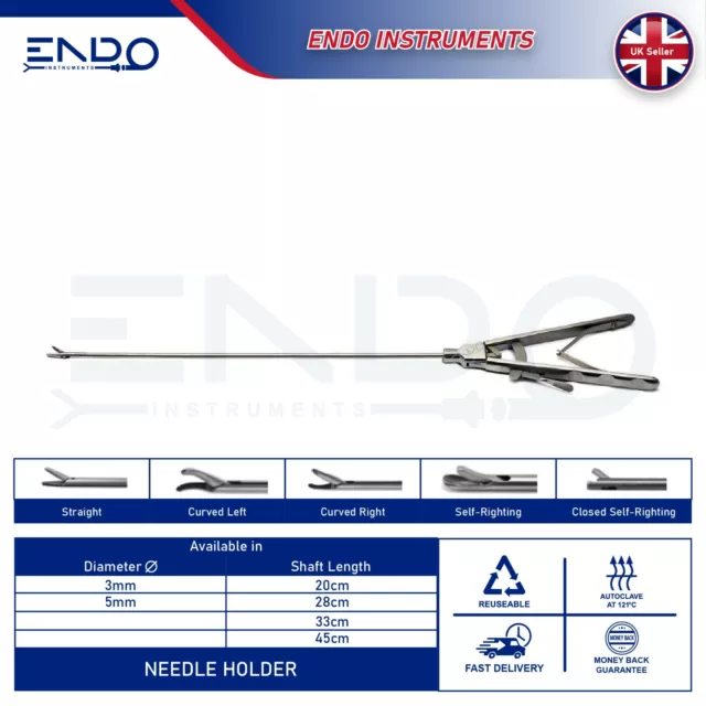 Endo Neuf 5mm Laparoscopique Aiguille Support Laparoscopie Forceps 33cm