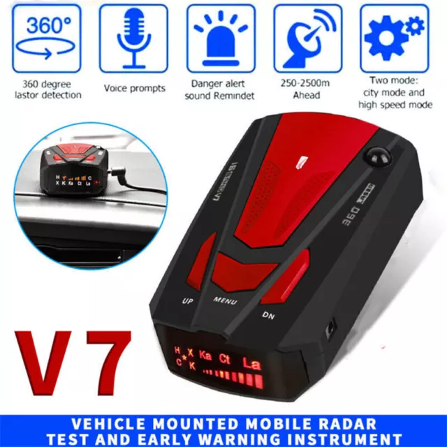 Car V7 16 Band 360 GPS Camera Laser Police Safe Anti Radar Detector Voice  Alert