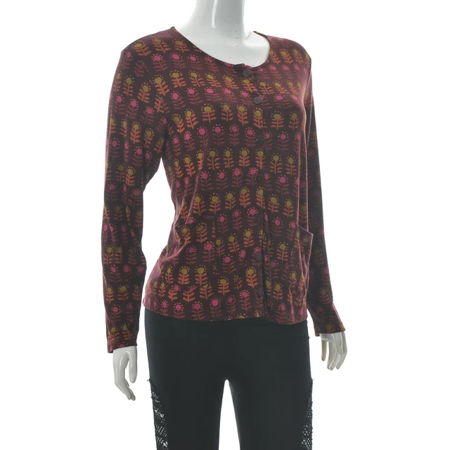 Gudrun Sjoden Femmes 1-Pocket Bouton Haut Roundneck Long Manche Imprimé Floral S 2