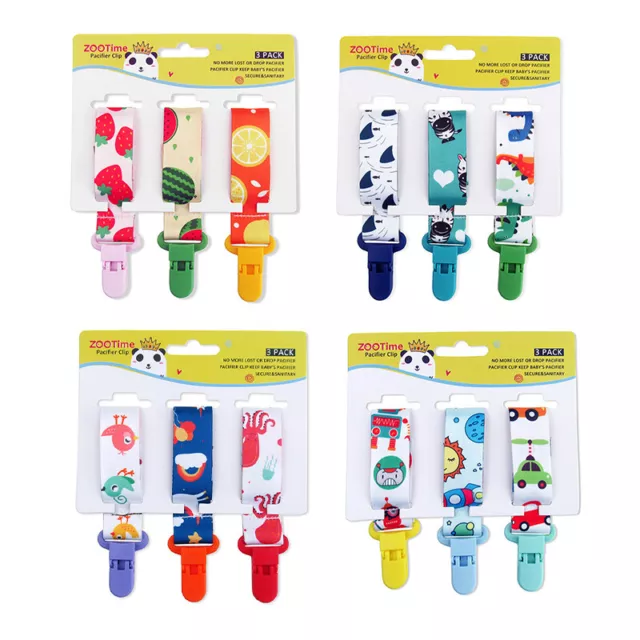 3Pcs/Set Cartoon Baby Pacifier Clip Pacifier Chain Nipple Holder Soother Hold@-@