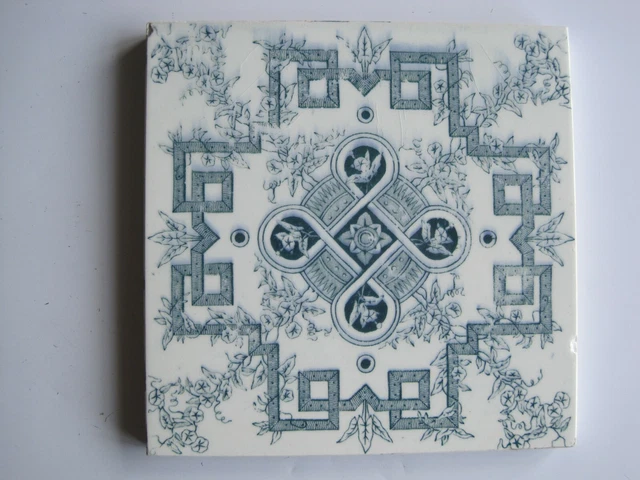 Antique Lea & Boulton? Blue On White Aesthetic Transfer Print Tile C1896 -1902