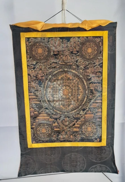 Original Thangka mit Stoffeinrahmung ca. 75 cm x 50 cm