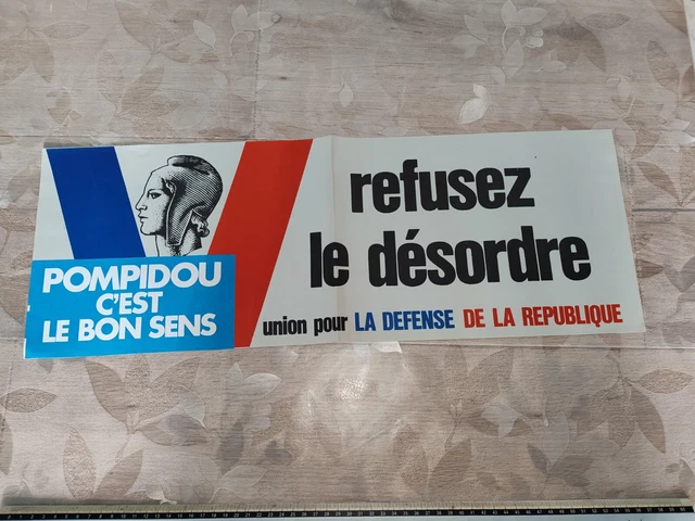 Affiche Originale AVEC DE GAULLE POUR LA FRANCE – 1967, Prémices Mai 68, 59x79cm