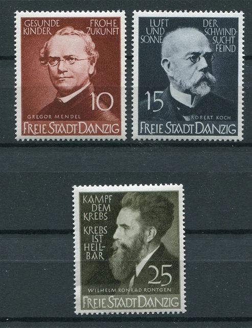 GERMANY 3rd REICH DANZIG 1939 SCIENTISTS SET SCOTT 238-240 PERFECT MNH