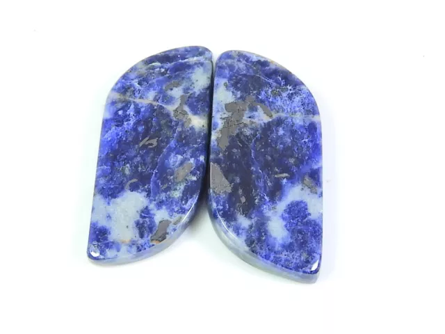 Natural Blue Sodalite Matched Pair Fancy Cabochon Loose Gemstone 12X25X03 MM W25