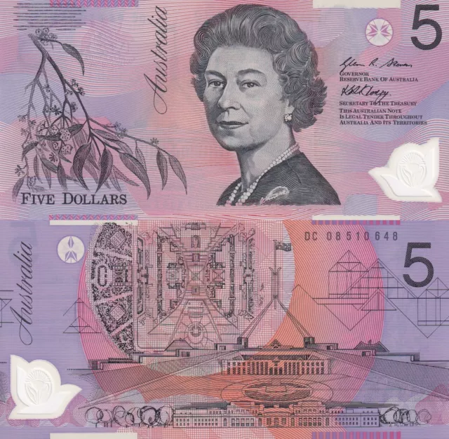 Australia 5 Dollars P 57f 2008 Polymer Queen Elizabeth QEII UNC Stevens & Henry