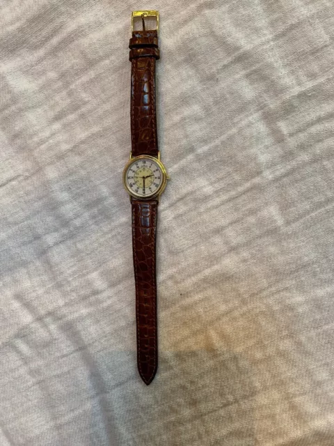 Movado Womens Gold Tone Italian Crocodile Leather Strap Watch Roman Numerals