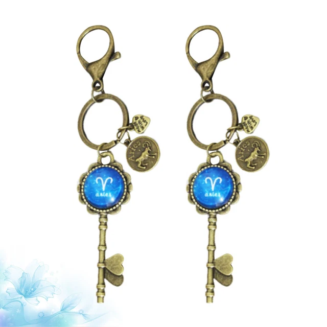 2 Pcs Hanging Keychains Pendant Keychain Keys Pendants Metal Button 6