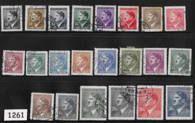 #1261     Complete Stamp set / 22 Hitler stamps Germany WWII Occupation 1942
