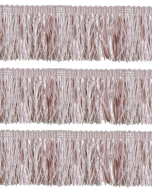 Bullion Fringe with Ribbons - Pale Pink 60mm Price is for 5 metres