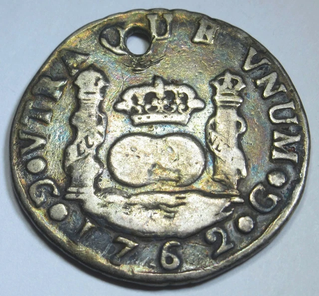 1762 Guatemala Silver 2 Reales Spanish Colonial Antique 1700's Columnario Coin