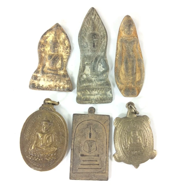 6 Coins Magic TALISMAN Thai Amulet Pendant Ancient Power Old Coin Protection h2
