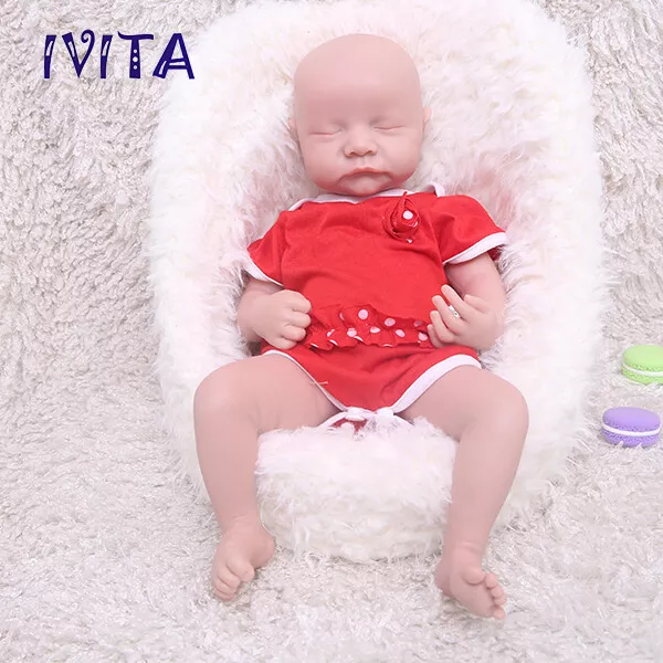 17'' Eyes Closed Sleeping Silicone Newborn Baby Girl Adorable Doll Infant 3