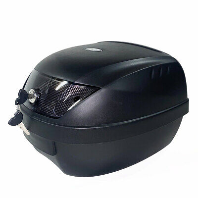 Moto Scooter Top Case 28 Lt Universel Plaque Adaptable Bagage Valise Noir 