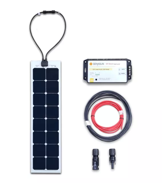 Kit completo pannello solare flessibile 50 W SunPower® + regolatore + accessori