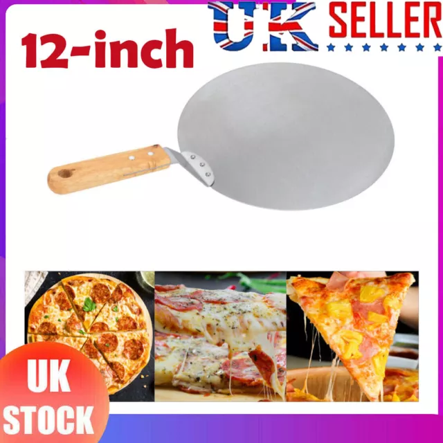 Stainless Steel Pizza Paddle Peel Bakers BBQ Oven Restaurant Tray Wooden Handle