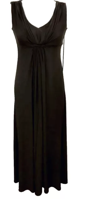 AUTOGRAPH Black Empire Waist Waterfall Front Attractive Long Slim Dress Size 10
