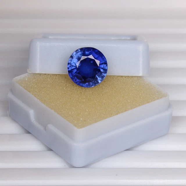 Certifié Naturel Ceylan Bleuet Bleu Saphir 5.85 CT Rond Pierre Précieuse Chauffé
