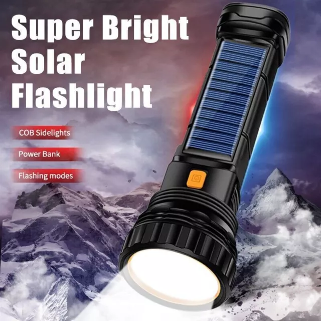 LED Tactical Bright Flashlight USB Rechargeable Light Outdoor Camping Torch Lamp