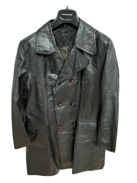 Ivros giubbotto jacket tg M cappotto doppiopetto nero donna woman pelle leather