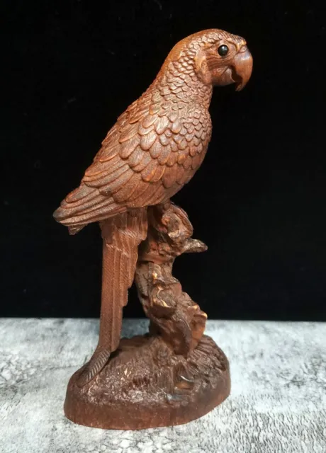 BY124 -  12 X 6.5 X 4 CM Boxwood Carving Figurine Statue : Parrot Bird Pretty