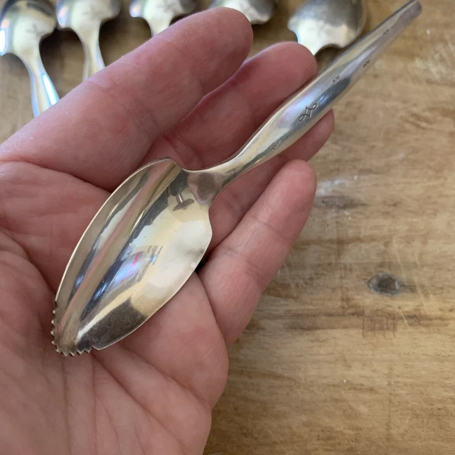 6 Wm. Rogers Mfg. Co "Original Rogers" Serrated Grapefruit Spoons Vtg Flatware