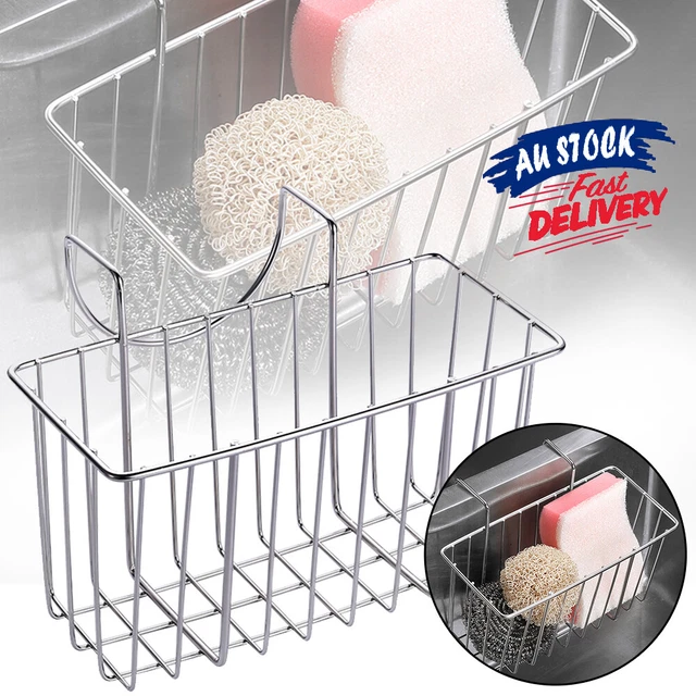 Stainless Steel Kitchen Sink Caddy Drainer Rack Brush Sponge Holder Storage Soap