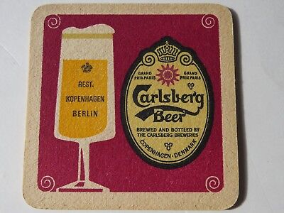 Vintage Birra Breweriana Sottobicchiere ~ Carlsberg Brewery Hof Toppen ~ 