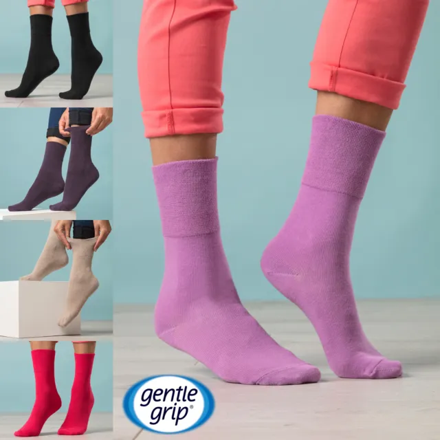 Gentle Grip - 6 paires femme coloré chaussettes sans élastique pour circulation